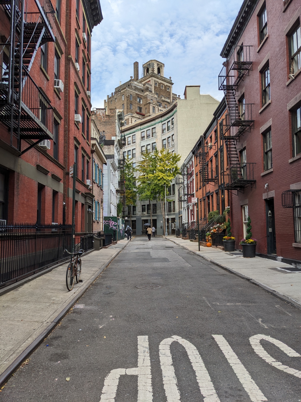 Clean street in New York City. Greenwich village neighborhood